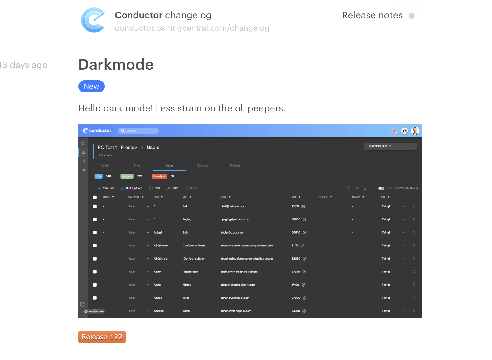 Conductor change log - Making Headway