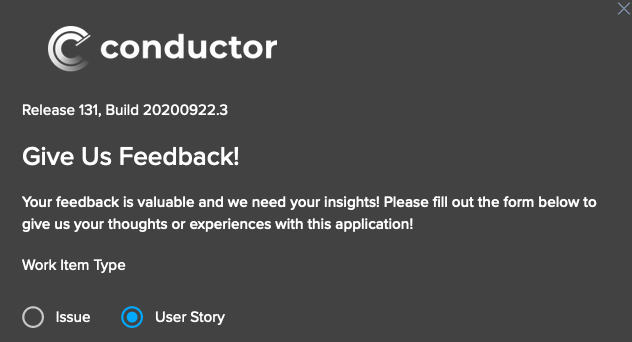 Submitting Feedback in Conductor